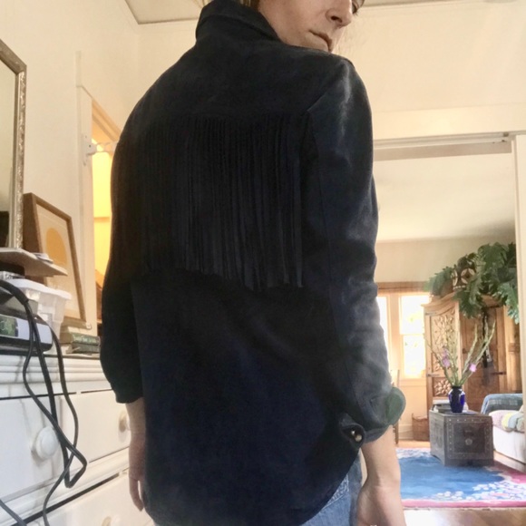 NWOT // FREE PEOPLE Fringe Suede Shirt - Picture 3 of 8